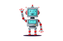Friendly waving robot cartoon with red and gray colors in ve Product Image 1