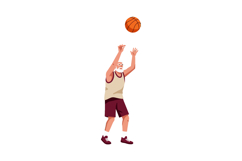 Elderly man playing basketball shooting ball in sports activ Product Image 1