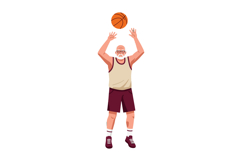 Elderly man playing basketball shooting ball in sportswear v Product Image 1