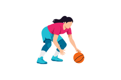 Woman playing basketball dribbling ball in sports action ill Product Image 1