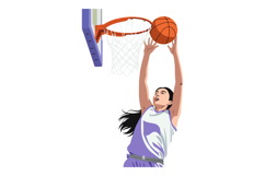Female Basketball Player Scoring Point Close to Hoop in Acti Product Image 1
