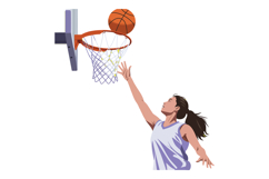 Female basketball player shooting ball into hoop vector illu Product Image 1