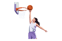 Female basketball player making a jump shot during game vect Product Image 1