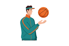 Male basketball player spinning ball on finger in sportswear Product Image 1
