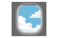 Airplane window view with blue sky and white clouds vector i Product Image 1