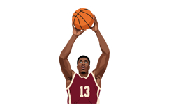 Basketball player shooting ball in maroon jersey vector illu Product Image 1
