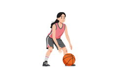 Female basketball player dribbling ball in sportswear vector Product Image 1