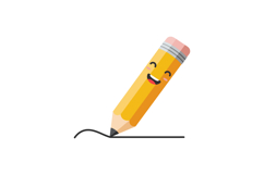 Happy Yellow Pencil Drawing Smiling Face Vector Illustration Product Image 1