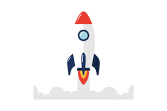Rocket launching with smoke and fire in flat vector illustra Product Image 1