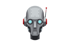 Robot Head with Antenna and Blue Eyes Futuristic Technology Product Image 1