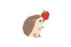 Hedgehog holding red strawberry cute animal character illust Product Image 1