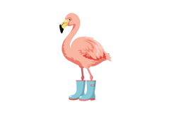 Flamingo standing in blue rain boots vector illustration wit Product Image 1