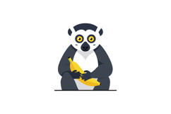 Lemur holding banana vector illustration with bright yellow Product Image 1