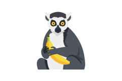 Lemur holding banana vector illustration with yellow and gre Product Image 1
