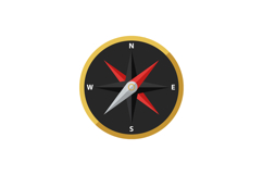 Compass rose navigation tool with gold rim and red grey need Product Image 1