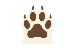 Dog paw print with brown pads and white fur isolated vector Product Image 1