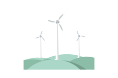 Wind Turbines on Green Hills Renewable Energy Landscape Illu Product Image 1