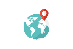 Globe with red location pin marking specific place on earth Product Image 1
