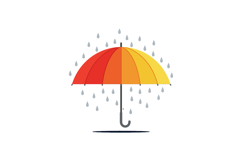Colorful red orange yellow umbrella with rain droplets vecto Product Image 1