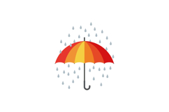 Umbrella with Red and Orange Panels Protecting from Rain Dro Product Image 1