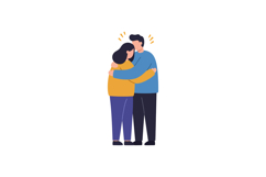 A couple embracing joyfully in a warm and colorful flat vect Product Image 1