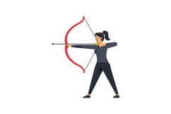 Archer aiming with a red bow in a flat vector illustration s Product Image 1