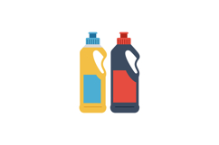 Two brightly colored cleaning bottles in minimal flat design Product Image 1