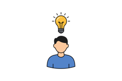 Person with a light bulb above head in a minimal style vecto Product Image 1