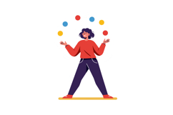 A joyful juggler performing with colorful balls in a flat de Product Image 1
