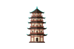 Traditional multi-tiered pagoda with intricate details in fl Product Image 1