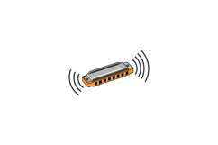 Harmonica with sound waves illustrated in a flat and minimal Product Image 1