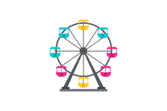 Colorful Ferris wheel in flat design style showcasing vibran Product Image 1