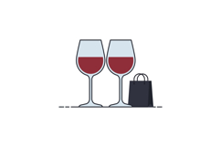 Two elegant wine glasses filled with red wine and a small sh Product Image 1