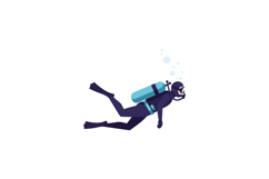 A scuba diver exploring underwater depths in a flat vector i Product Image 1