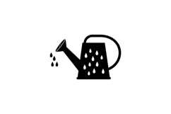 Black watering can with water droplets in minimal flat vecto Product Image 1