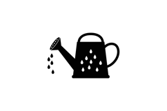 Black watering can pouring water in a flat and minimal vecto Product Image 1