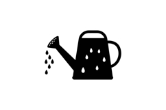 Black watering can pouring water in a minimalistic flat vect Product Image 1