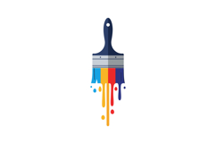 Paintbrush dripping with vibrant colors in a minimal flat de Product Image 1