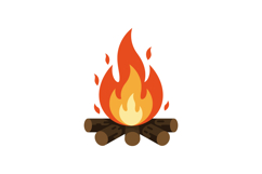 Campfire with vibrant flames and wooden logs in a flat vecto Product Image 1