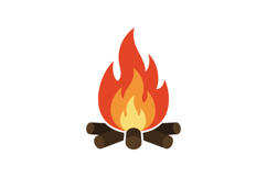 A vibrant campfire with flickering flames surrounded by wood Product Image 1