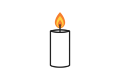 Simple white candle with a vibrant flame in a flat design st Product Image 1