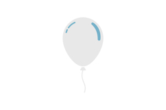Single white balloon with blue accents in minimal flat desig Product Image 1