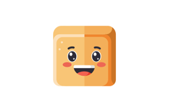 Happy cartoon-style cube-shaped cheese with expressive eyes Product Image 1