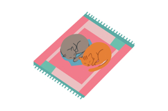 Two adorable cats sleeping peacefully on a colorful woven ru Product Image 1
