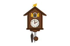 Cuckoo clock with charming bird design in minimal style vect Product Image 1