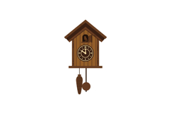 Traditional wooden cuckoo clock in minimal flat design style Product Image 1