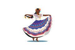 Elegant woman in colorful traditional dress dancing joyfully Product Image 1