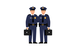 Two police officers in formal uniforms holding briefcases in Product Image 1