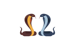 Two vibrant cobras in detailed flat design showcasing contra Product Image 1