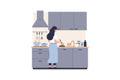 Woman cooking in a modern kitchen with minimalist design and Product Image 1